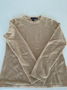 Lands' End Crewneck Sweater in Light Beige camel cashmere M